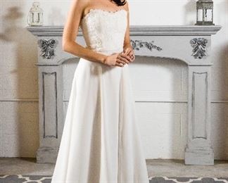 Anne, #1116, size 4, strapless wedding gown w/ beaded lace bodice, $2,530.