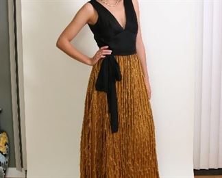 Emma, #1043,  V-neck bodice with tassel silk organza skirt, $945