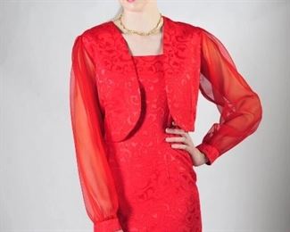 Margarete, #1054, size 4, tomato tank ctl dress w/ bolero, $1,859