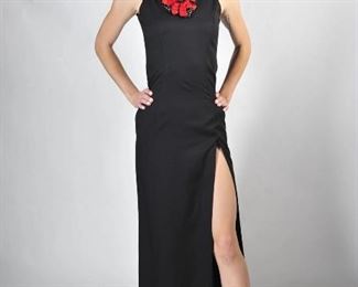 Kylee, #1125, size 4, black sleeveless gown w/ front slit, $682