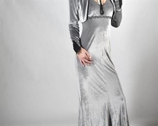 Tamara, #1045, size 4, silver/black umpire waist gown w/ bolero, $1,705