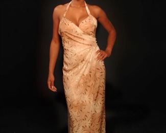 Joyce, #1128, size 4, Beige halter wrap dress, $2,090