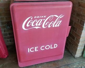 Vintage Coca Cola Ice Chest (storage for cold drinks)           26" Wide X 34 1/2" Height X 17" Depth 