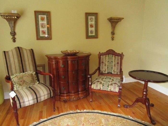 Decorative Chest & Antique Chair