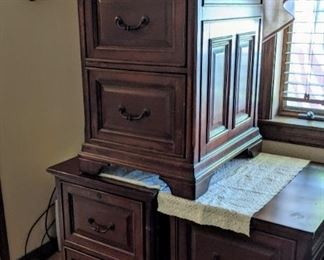 brown 2 draw file cabinets