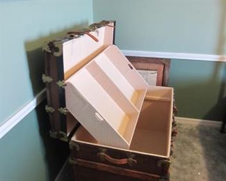 Restored antique flat top trunk