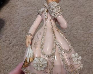 Lefton china porcelain lady with muff and hankie