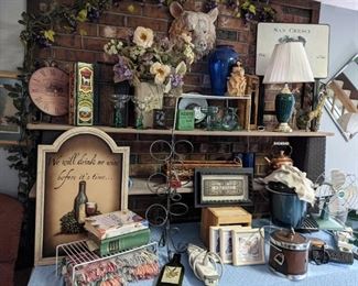 in front of fireplace