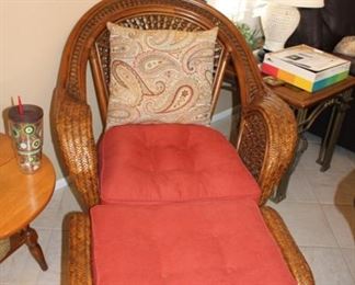 Pier 1 wicker chair with ottoman