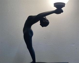 Vintage Art Deco Nude Lady Globe Lamp