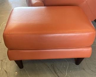 Milano Italian Leather Burnt Orange Footstool
