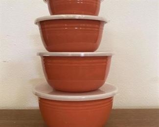 Fiesta Burnt Orange Enamelware Lidded Bowls