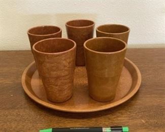 WWII Era Bakelite Mess Hall Tray & Cups