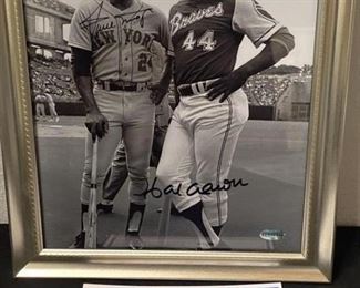 Willie Mays & Hank Aaron Autographed Photo with COA