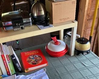 Waffle iron, cusinart egg cooker, cook books and more