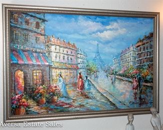 Beautiful Paris Street Scene Oil on Canvas