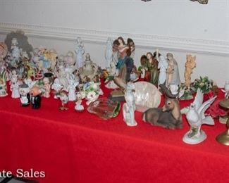 TABLES of Ceramic Figurines, including Lladros, Precious Moments, MORE