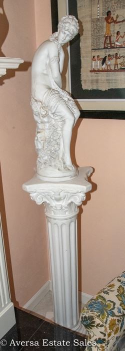 Pillar Plant Stand with Statue