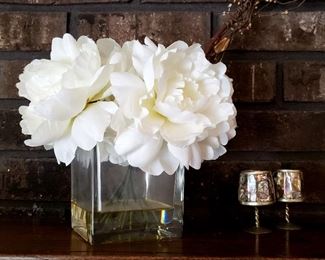 Peonies & silver trimmed goblets