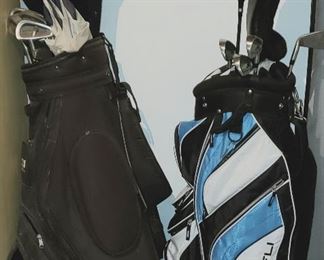 Golf clubs in nice golf bags