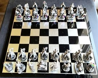 Strass Swarovski crystal & Gorham pewter chess set