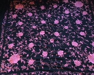 antique pink and black piano shawl