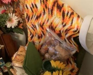 Crocheted throw fall decorations
