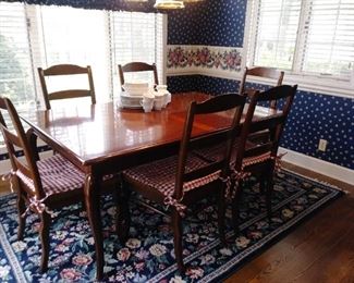 Kitchen table & 6 rush seat chairs