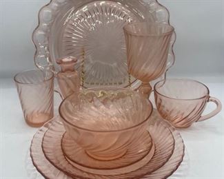 Assorted Pink Glass Kitchenware