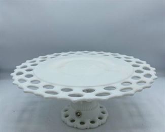 Authentic Milk Glass Cake Plate