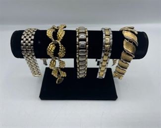 Gold and Silver Wide Bracelets