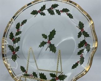 Gold Trim Holly Plate