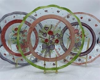 Hand Painted Glass Love Plates