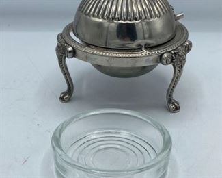 Silver Lion Head Butter Container