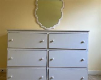 Simple White Dresser and Mirror