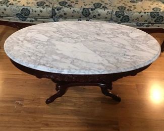 Victorian Marble Top Coffee Table Reproduction. 