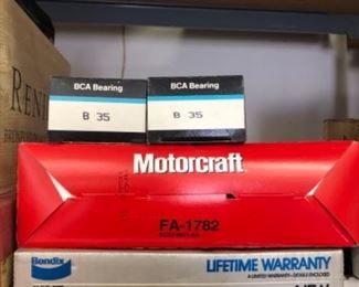 BCA Bearings, Motorcraft Air Filter, Bendix Brake Shoes.