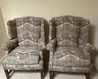 Matching Upholstered Wingback Chairs