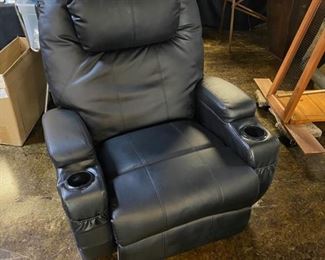 Electric / Massage, Swivel, Black Recliner with Arm Cup Holders