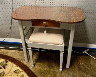 Vintage Wooden Vanity/Desk with one drawer and stool