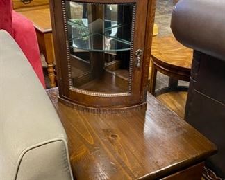 Small Antique Corner Display Cabinet 