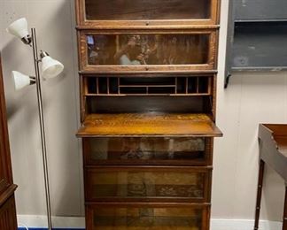 SOLD...(c.1910) RARE 6-Section, EXQUISITE Barrister Bookcase, with Fold-Down-Desk, "The Globe-Wernicke Co. Sectional Bookcase, Cincinnati, OH"