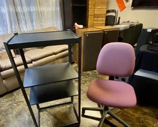 Metal Stereo Stand and Rolling Desk Chair