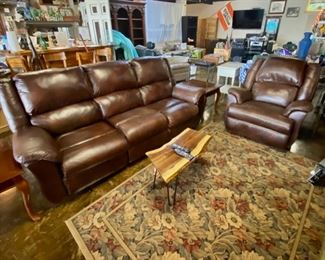 2-Piece Chocolate Brown Reclining Sofa with Matching Recliner 