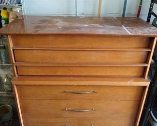 Kent Coffey wooden chest of drawers - top has some damage