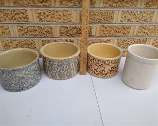 (3) Robinson ransbottom  pottery planters & 6" T planter