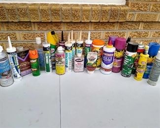 Insect killers, caulking, chemicals