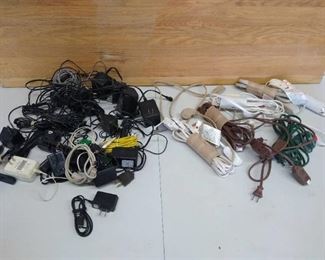 Large lot of extension cords & chargers