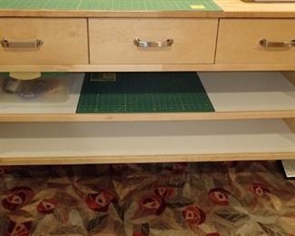 SEWING TABLE WITH STORAGE AND DRAWERS - OR A GREAT CRAFTING TABLE - WORK BENCH - MULTI USES.