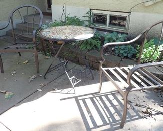 OUTDOOR CHAIRS & PATIO TABLE WITH CUSHIONS